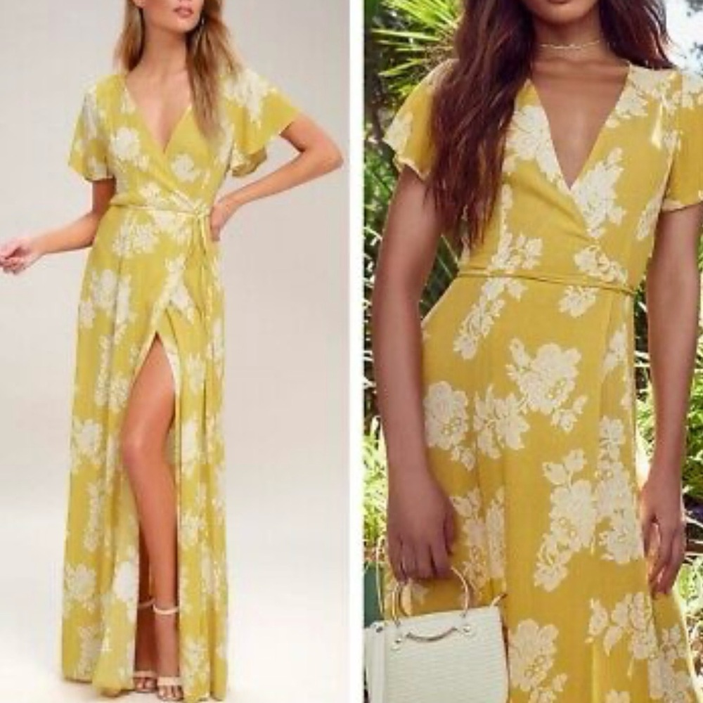 Yellow Floral Festival Wrap Dress